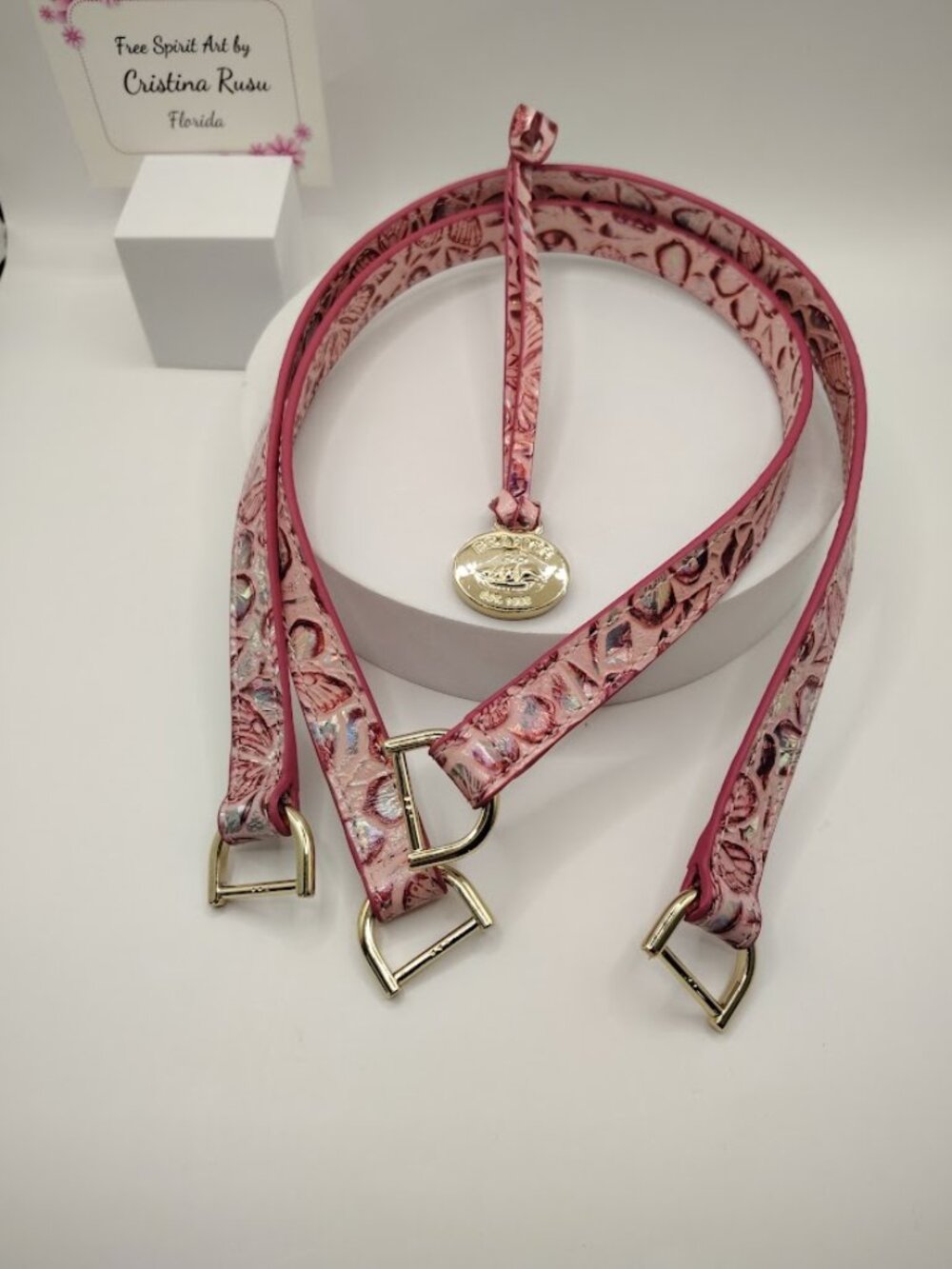 Brahmin Fearless Pink Ainsley Replacement pair of strap and medalion